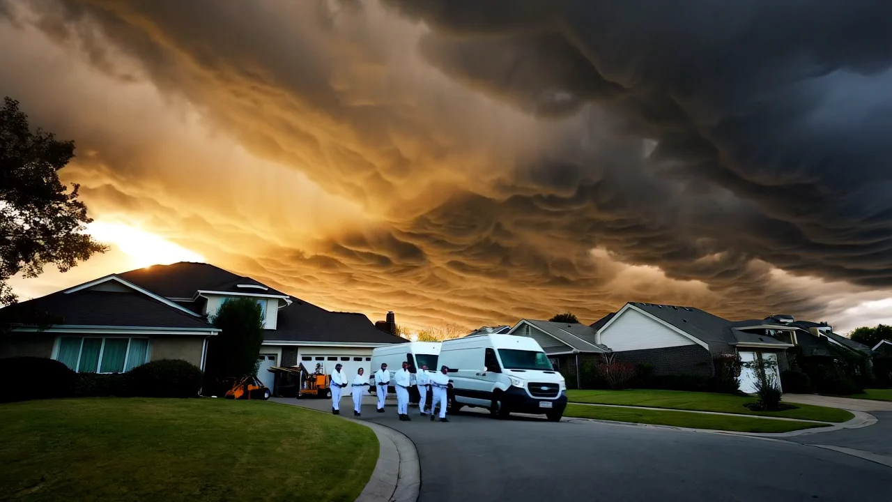 Respond Property Solutions emergency response fleet mobilizing to a Southern California neighborhood