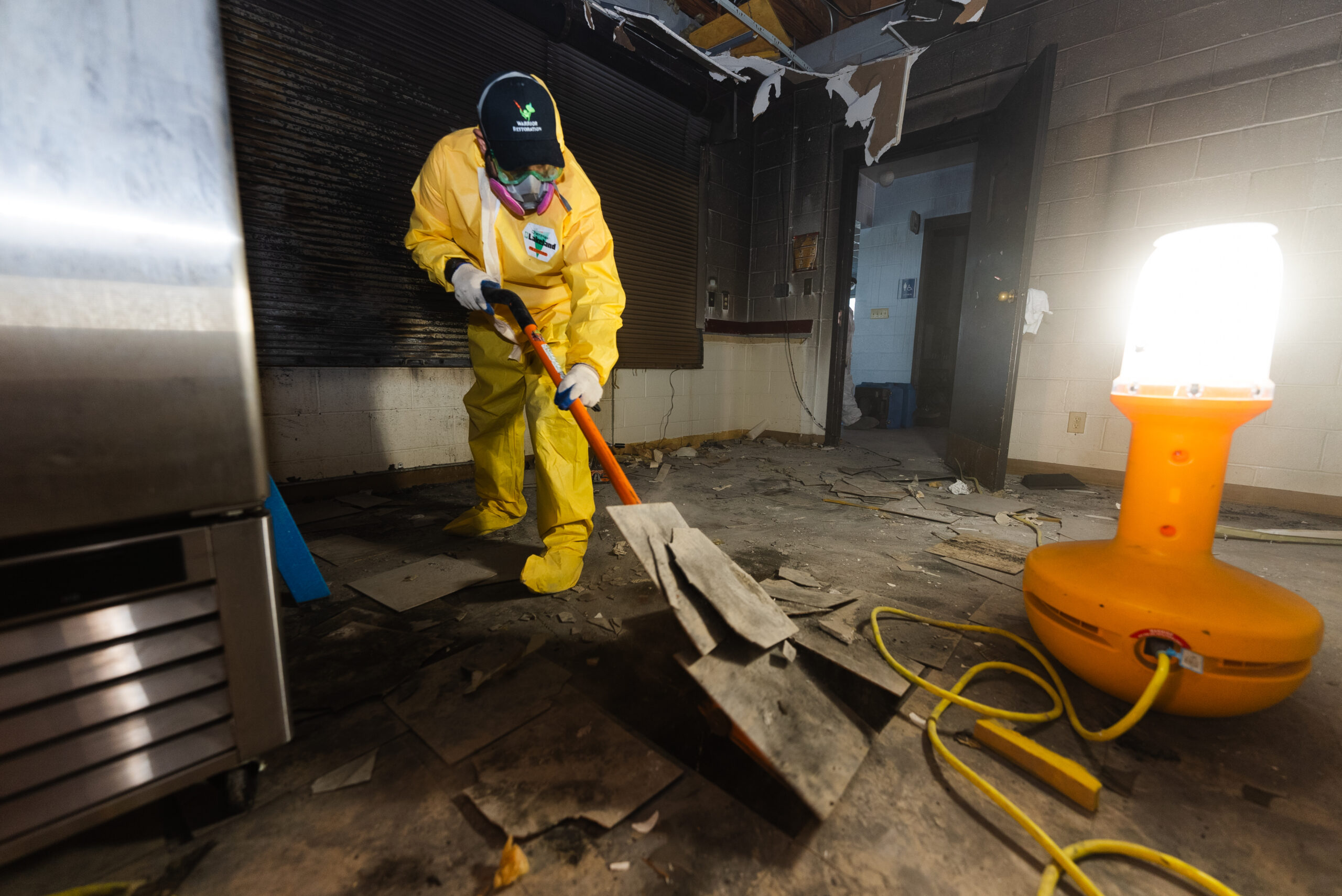 Fire and smoke damage restoration crew