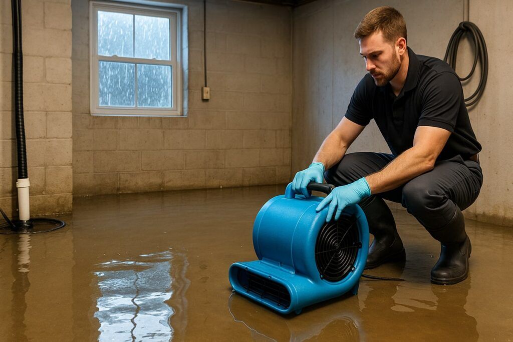 Respond Property Solutions IICRC-certified technician documenting moisture readings at a job site